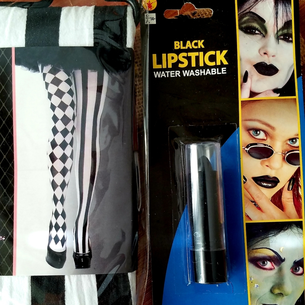 3/$15 Cosplay: NWT! Tights & Lipstick💄🎩 GOTH